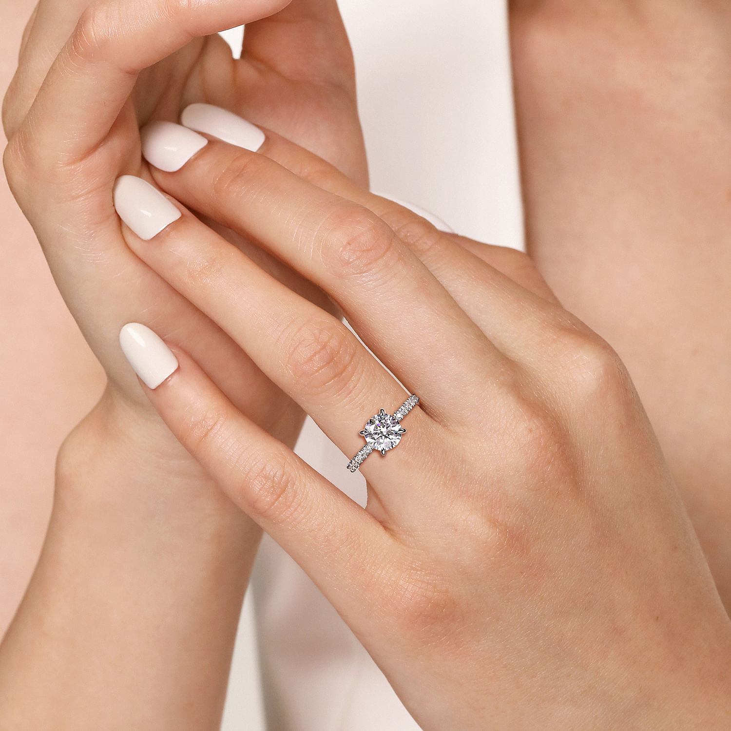 14K White Gold Stefie Hidden Halo Round Diamond Engagement Ring
