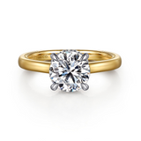 14K Yellow And White Gold Sandi Hidden Halo Round Diamond Engagement Ring