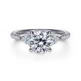 14K White Gold Monty Three Stone Round Diamond Engagement Ring