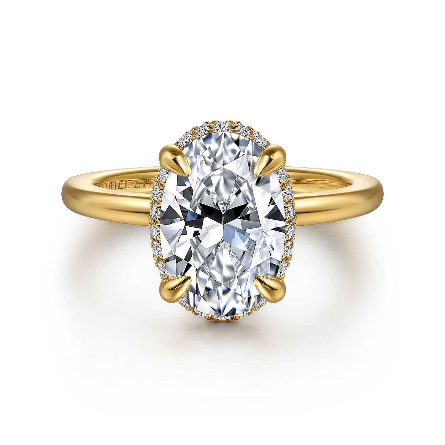 14K Yellow Gold Bonnie Hidden Halo Oval Natural Diamonds Engagement Ring