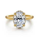 14K Yellow Gold Bonnie Hidden Halo Oval Natural Diamonds Engagement Ring