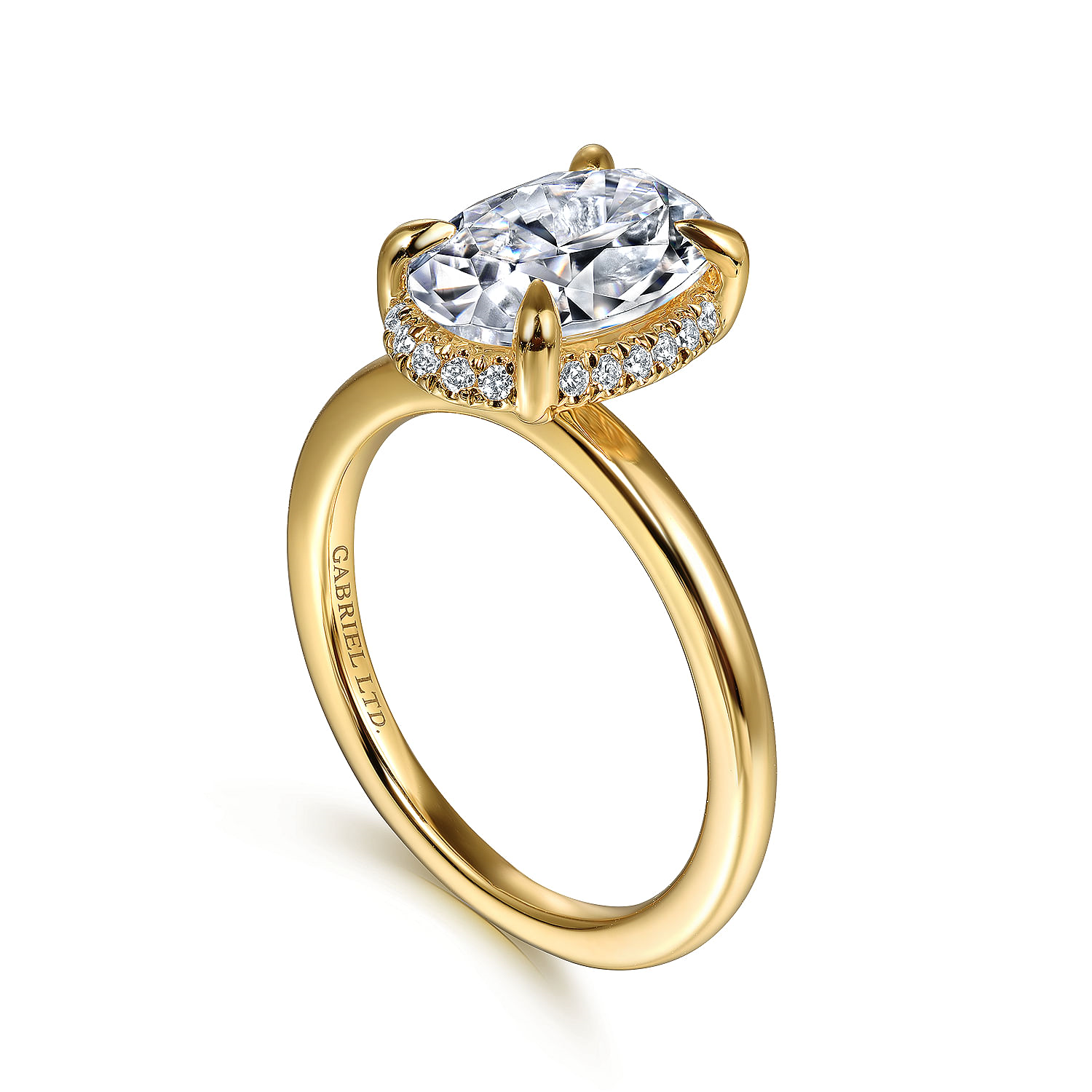 14K Yellow Gold Bonnie Hidden Halo Oval Diamond Engagement Ring