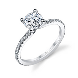 14K White Gold Adorlee Classic Round Diamond Engagement Ring