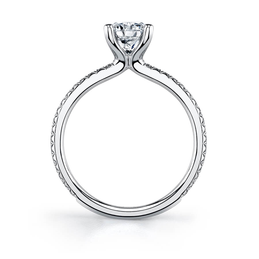 14K White Gold Adorlee Classic Round Diamond Engagement Ring