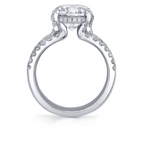 14K White Gold Dawn Wide Band Round Natural Diamonds Engagement Ring