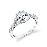 14K White Gold Berkley Floral Oval Natural Diamonds Engagement Ring