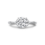 14K White Gold Lotus Split Shank Round Diamond Engagement Ring