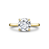 14K Yellow Gold Chrys Solitaire Round Natural Diamonds Engagement Ring