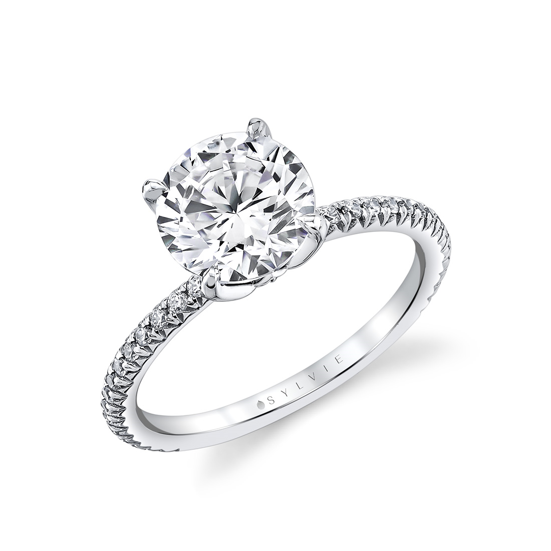 14K White Gold Jasmine Hidden Halo Diamond Engagement Ring