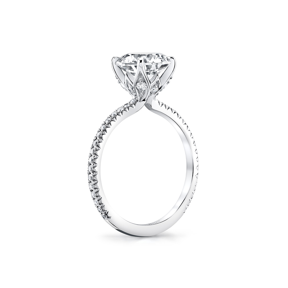 14K White Gold Jasmine Hidden Halo Round Natural Diamonds Natural Diamonds Engagement Ring