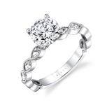 14K White Gold Ivy Vintage Round Natural Diamonds Engagement Ring