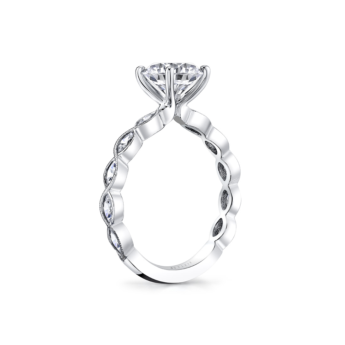 14K White Gold Ivy Vintage Round Natural Diamonds Engagement Ring