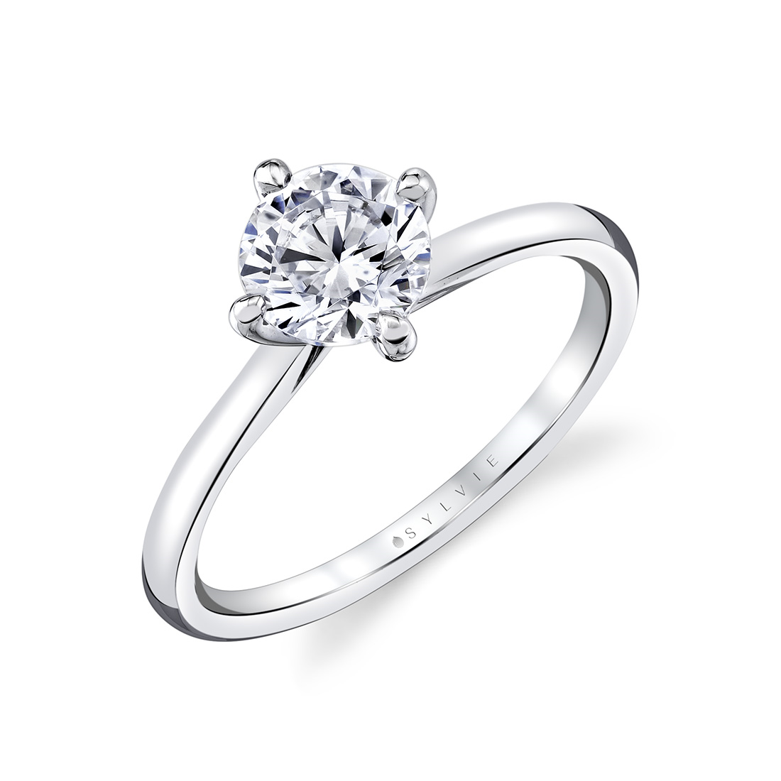 14K White Gold Wren Solitaire Engagement Ring