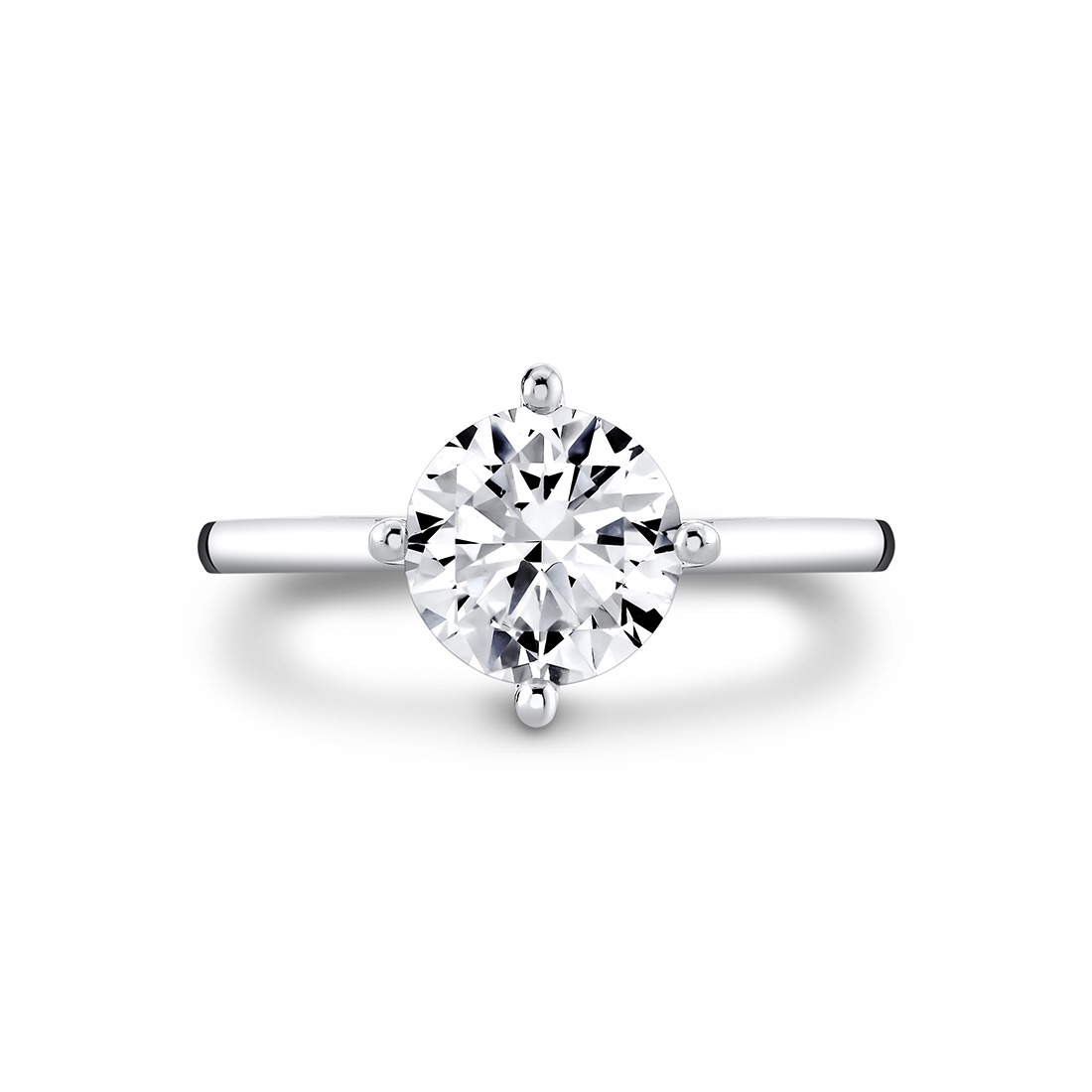 14K White Gold Kate Compass Set Round Diamond Engagement Ring