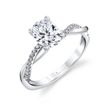 14K White Gold Yasmine Twist Round Diamond Engagement Ring