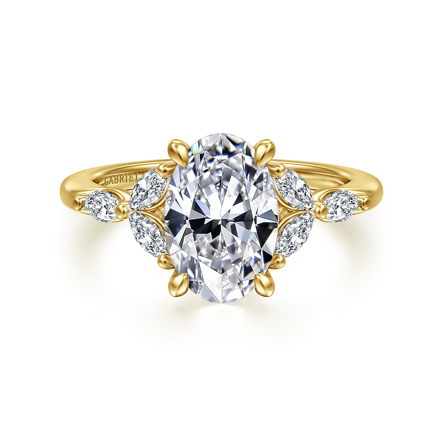 14K Yellow Gold Adella Organic Oval Natural Diamonds Engagement Ring