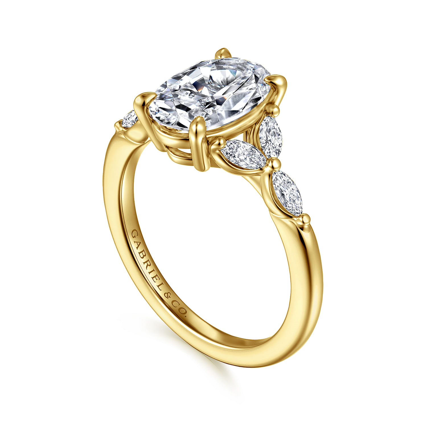 14K Yellow Gold Adella Organic Oval Natural Diamonds Engagement Ring