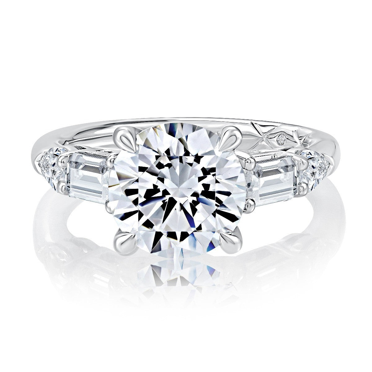 14K White Gold Five Stone Diamond Engagement Ring