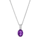 February Birthstone Rings: 14K White Gold Diamond And Amethyst Pendant Necklace