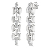 Sterling Silver Dangle Natural Diamonds Earrings