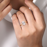 14K Yellow And White Gold Cari Hidden Halo Oval Natural Diamonds Engagement Ring