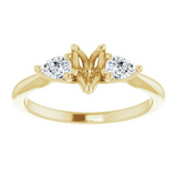 14K Yellow Gold Three Stone Pear Natural Diamonds Natural Diamonds Engagement Ring