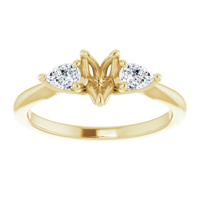 14K Yellow Gold Three Stone Pear Natural Diamonds Natural Diamonds Engagement Ring