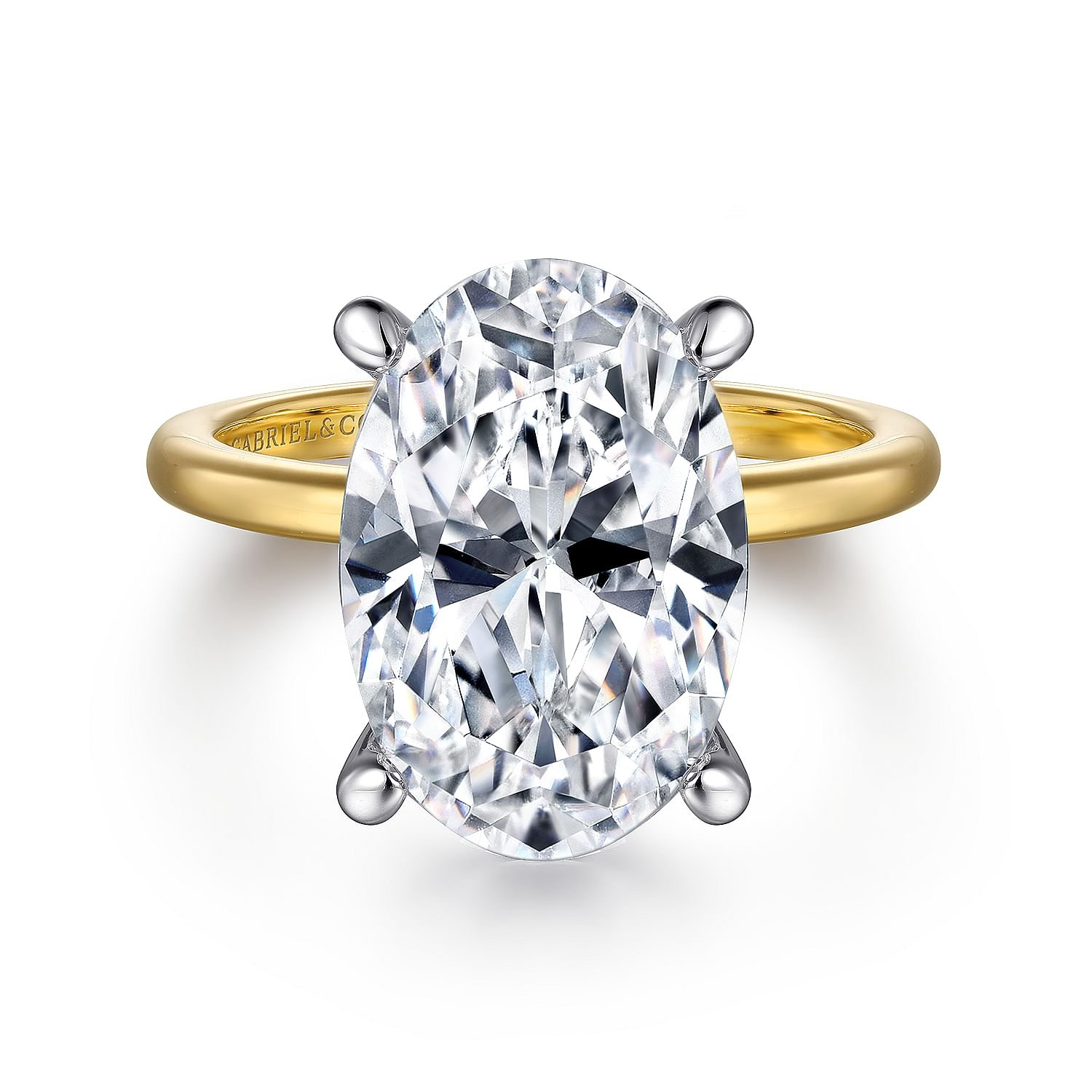 14K Yellow And White Gold Ali Oval Center Solitaire Ring