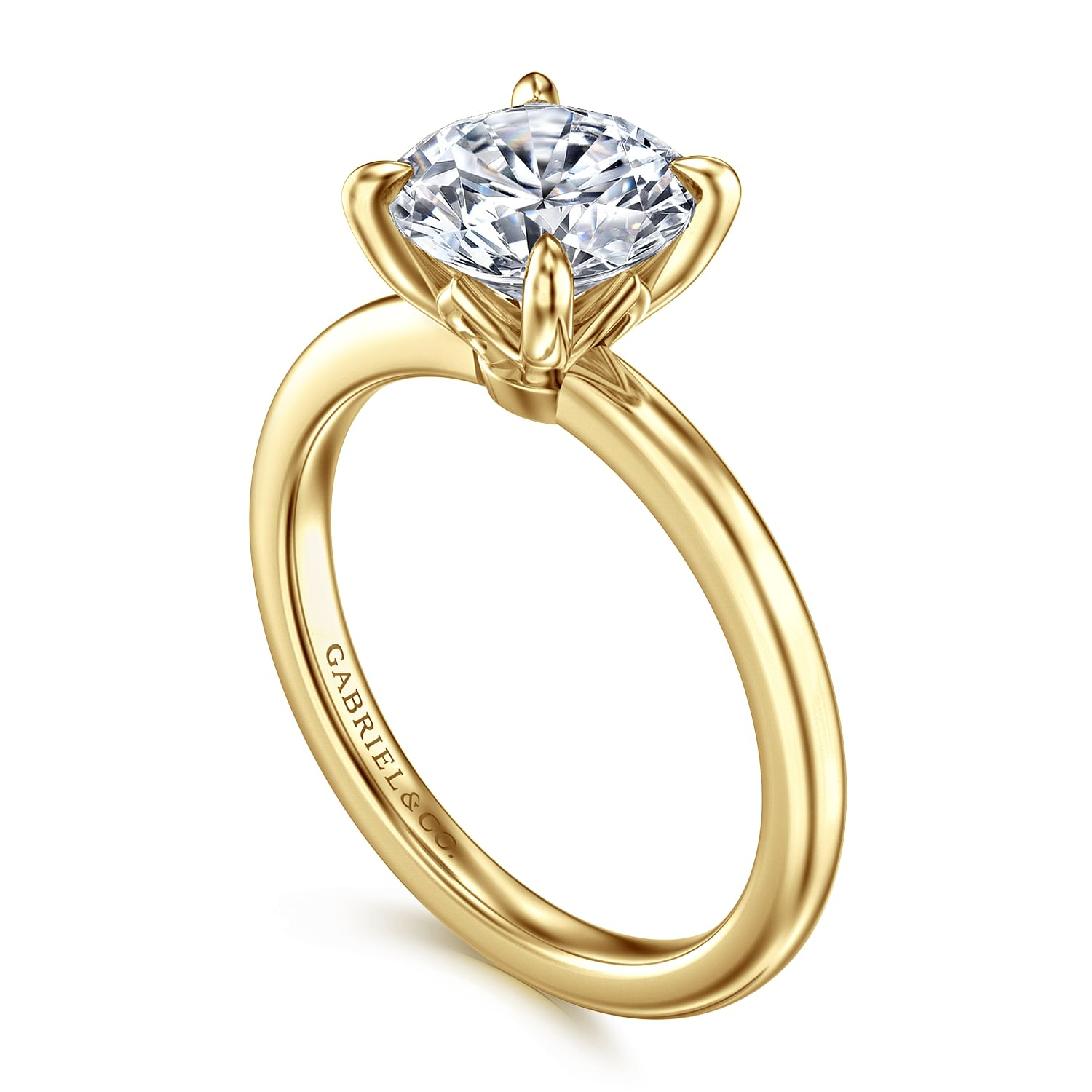 14K Yellow Gold Ali Round Diamond Engagement Ring