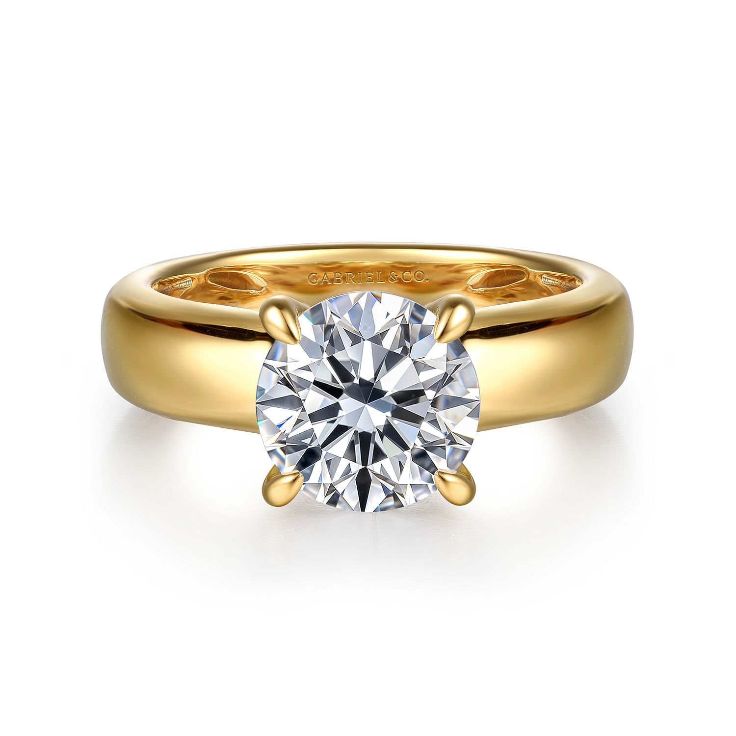 14K Yellow Gold Reeve Hidden Halo Round Natural Diamonds Engagement Ring