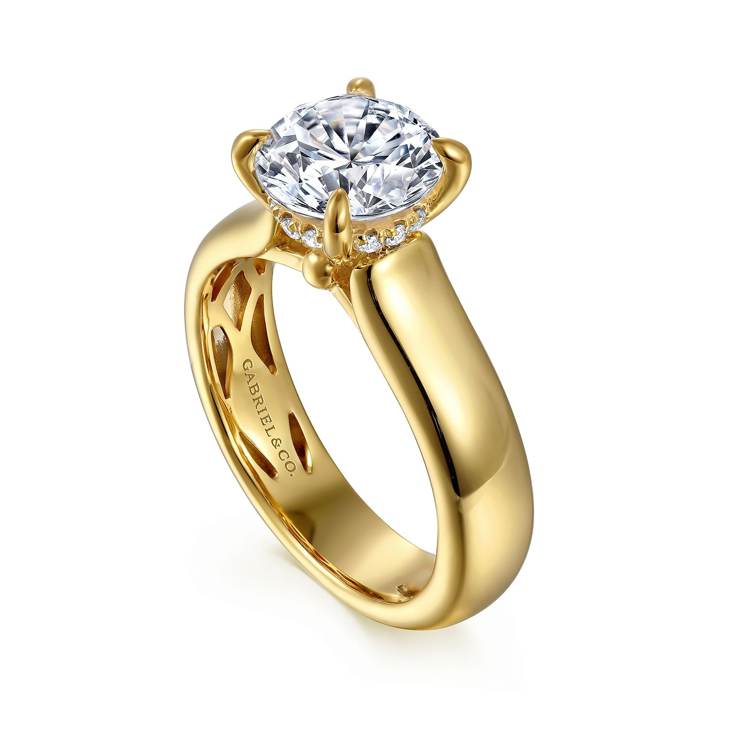 14K Yellow Gold Reeve Hidden Halo Round Natural Diamonds Engagement Ring