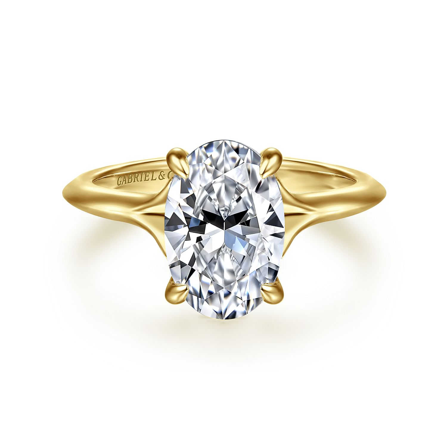 14K Yellow Gold Alden Hidden Halo Oval Natural Diamonds Engagement Ring