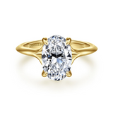 14K Yellow Gold Alden Hidden Halo Oval Natural Diamonds Engagement Ring