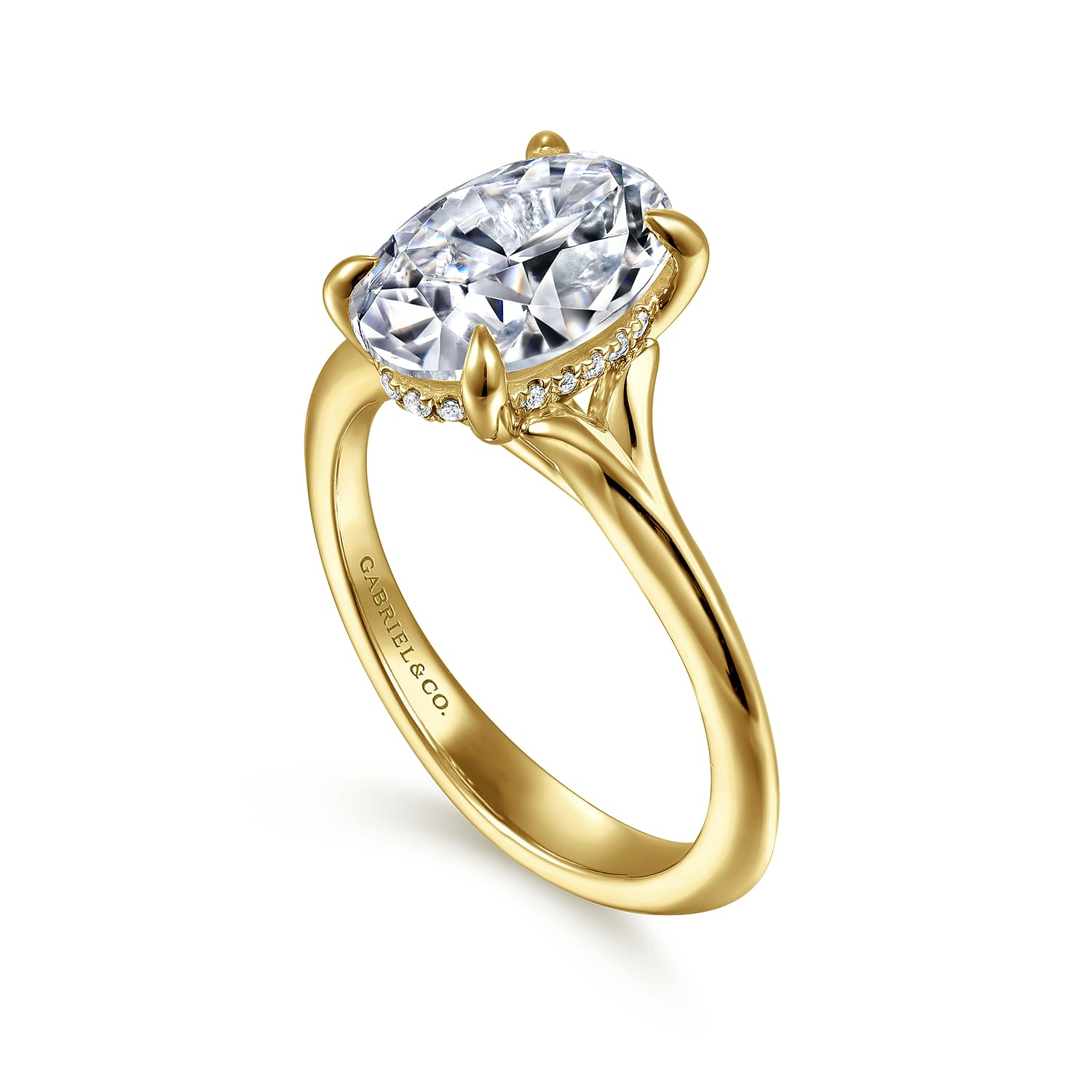 14K Yellow Gold Alden Hidden Halo Oval Natural Diamonds Engagement Ring