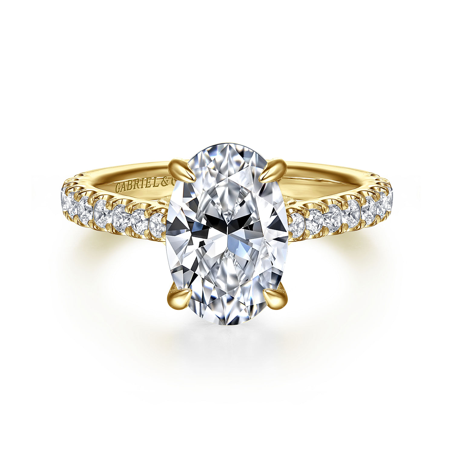 14K Yellow Gold Gaia Classic Oval Natural Diamonds Engagement Ring