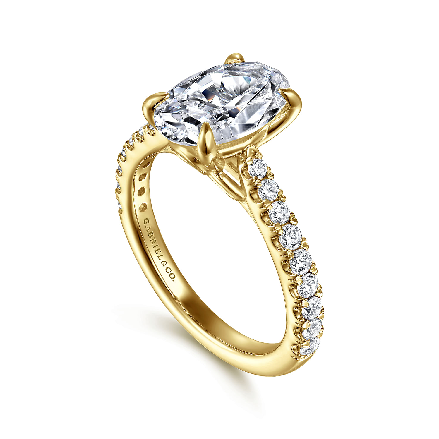 14K Yellow Gold Gaia Classic Oval Natural Diamonds Engagement Ring