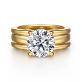 14K Yellow Gold Giova Wide Band Round Natural Diamonds Engagement Ring