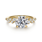 14K Yellow Gold Cove Organic Round Natural Diamonds Engagement Ring