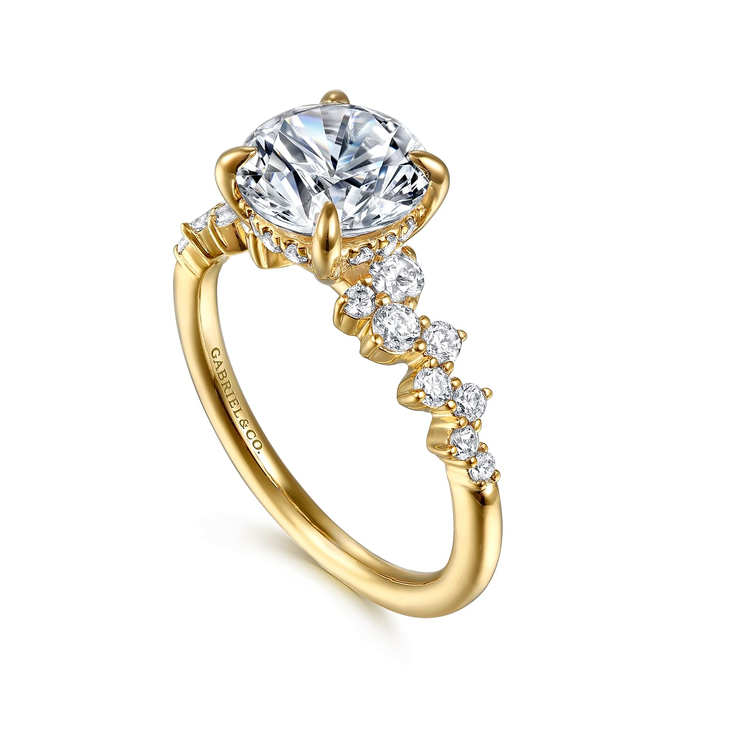 14K Yellow Gold Cove Hidden Halo Round Natural Diamonds Natural Diamonds Engagement Ring
