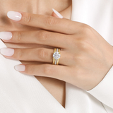 14K Yellow Gold Reeba Wide Band Round Natural Diamonds Engagement Ring