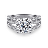 14K White Gold Rivah Split Shank Round Natural Diamonds Engagement Ring