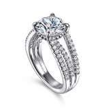 14K White Gold Rivah Split Shank Round Natural Diamonds Engagement Ring