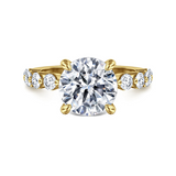 14K Yellow Gold Silvey Classic Round Natural Diamonds Engagement Ring