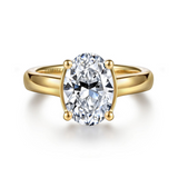 14K Yellow Gold Villa Classic Oval Natural Diamonds Engagement Ring