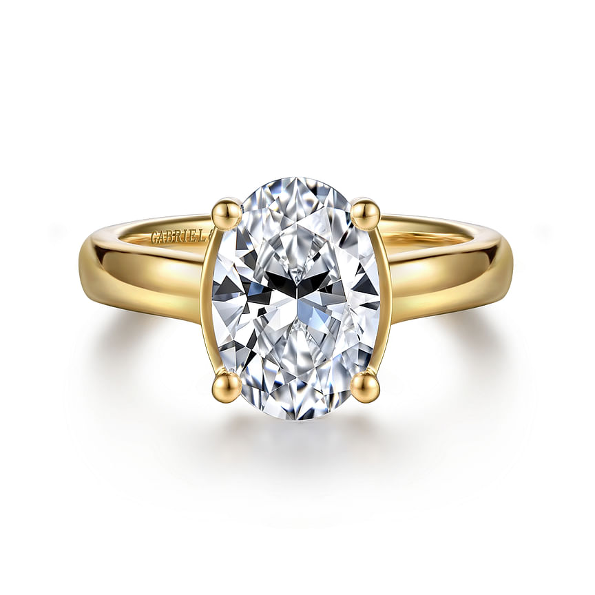 14K Yellow Gold Villa Classic Oval Natural Diamonds Engagement Ring