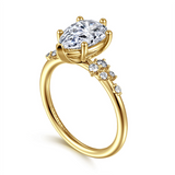 14K Yellow Gold Reena Classic Pear Natural Diamonds Engagement Ring