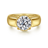 14K Yellow Gold Elza Wide Band Round Diamond Engagement Ring