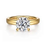 14K Yellow Gold Neema Wide Band Round Natural Diamonds Engagement Ring