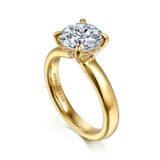 14K Yellow Gold Neema Wide Band Round Natural Diamonds Engagement Ring