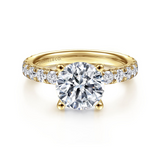 14K Yellow Gold Ulani Hidden Halo Round Natural Diamonds Engagement Ring